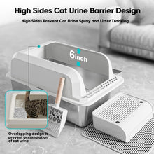 Extra Large Stainless Steel Cat Litter Box with High Sides, Double Layer Mat & Scoop – Non-Stick, Easy to Clean, Odor Resistant, Splash-Proof Design for Large, Elderly, or Multiple Cats – XL 20L Capacity