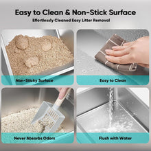 Extra Large Stainless Steel Cat Litter Box with High Sides, Double Layer Mat & Scoop – Non-Stick, Easy to Clean, Odor Resistant, Splash-Proof Design for Large, Elderly, or Multiple Cats – XL 20L Capacity