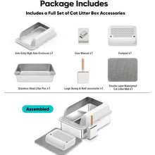 Extra Large Stainless Steel Cat Litter Box with High Sides, Double Layer Mat & Scoop – Non-Stick, Easy to Clean, Odor Resistant, Splash-Proof Design for Large, Elderly, or Multiple Cats – XL 20L Capacity