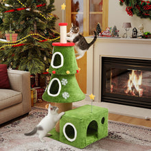 Christmas Cat Tree, 144 cm Tower with 3 Condos and Scratching Posts - image 7