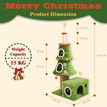 Christmas Cat Tree, 144 cm Tower with 3 Condos and Scratching Posts - image 6
