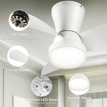 22" Low-Profile Ceiling Fan with LED Light – Quiet DC Motor, Remote Control