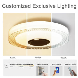 Ceiling Light, Flush Mount Ceiling Light with Bluetooth Speaker, RGB Color Change, APP + Remote Control for Home, Bedroom, Bathroom - 7C-HB-1