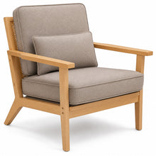 Taupe Accent Chair with Cushions and Cane-Style Back - image 1