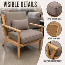 Taupe Accent Chair with Cushions and Cane-Style Back - image 6