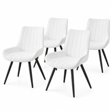 Upholstered Dining Chairs, Set of 4, White with Metal Legs - image 1