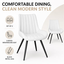 Upholstered Dining Chairs, Set of 2, White with Metal Legs - image 4