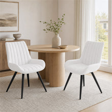 Upholstered Dining Chairs, Set of 2, White with Metal Legs - image 3