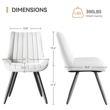 Upholstered Dining Chairs, Set of 2, White with Metal Legs - image 2