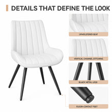 Upholstered Dining Chairs, Set of 2, White with Metal Legs - image 5
