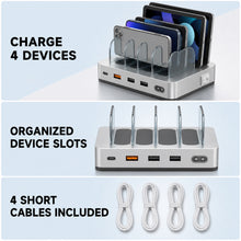 4-Port USB Charging Station with 20W USB-C PD and 4 Cables - image 2