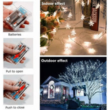 Christmas Snowflake String Lights, 6M Battery Operated String Lights with 40 LED, Battery Operated for Home, Indoor, Outdoor