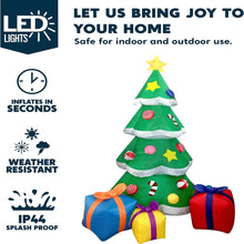 7 Ft Inflatable Christmas Tree with LED Lights and Gift Boxes, Outdoor Holiday Decoration with Built-In Blower, Waterproof Fabric, Stakes & Ropes – LYC-473