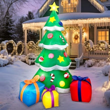7 Ft Inflatable Christmas Tree with LED Lights and Gift Boxes, Outdoor Holiday Decoration with Built-In Blower, Waterproof Fabric, Stakes & Ropes – LYC-473