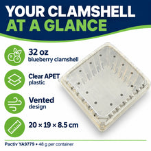32 oz Vented Blueberry Clamshell, Clear APET Produce Container - image 9