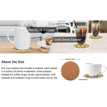 Animal Print Drink Coasters Set of 4 – Absorbent Cork, Heat & Moisture Resistant