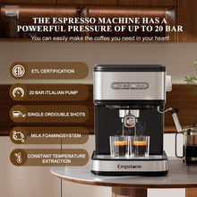 20 Bar Espresso Machine with Milk Frother, Ground Coffee and Capsule Brewing, Black - image 2