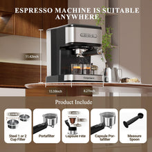 20 Bar Espresso Machine with Milk Frother, Ground Coffee and Capsule Brewing, Black - image 6