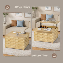 Lift Top Coffee Table with Hydraulic Lift, Hidden Storage & Sliding Top Rails, 3D Textured Wood Modern Living Room Table 41.7”