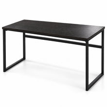 Dark brown 112 cm computer desk with black metal frame