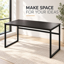 Dark brown 112 cm computer desk with black metal frame - image 10