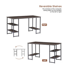 Computer Desk, 140 x 60cm Reversible Office Desk with 3-Tier Shelves, CPU Stand for Home, Bedroom, Office - 6090-2156BK