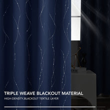Blackout Curtain Panels – Triple Weave, Thermal Insulated, Noise-Reducing, Silver Wave
