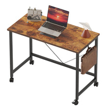 Rolling Computer Desk with 4 Locking Wheels, 32-Inch, Brown - image 8