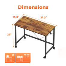 Rolling Computer Desk with 4 Locking Wheels, 32-Inch, Brown - image 7