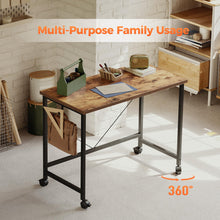 Rolling Computer Desk with 4 Locking Wheels, 32-Inch, Brown - image 5