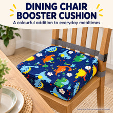 Blue dinosaur kids dining booster cushion with chair straps - image 2