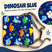 Blue dinosaur kids dining booster cushion with chair straps - image 3