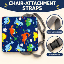 Blue dinosaur kids dining booster cushion with chair straps - image 4