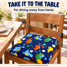 Blue dinosaur kids dining booster cushion with chair straps - image 6