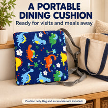 Blue dinosaur kids dining booster cushion with chair straps - image 7
