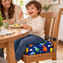 Blue dinosaur kids dining booster cushion with chair straps - image 8