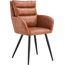 Set of 2 Modern PU Leather Dining Chair Set, Upholstered Chair with Armrest, Backrest, Metal Legs for Home, Dining Room