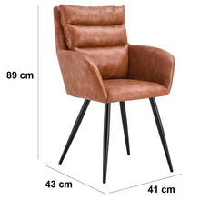 Set of 2 Modern PU Leather Dining Chair Set, Upholstered Chair with Armrest, Backrest, Metal Legs for Home, Dining Room