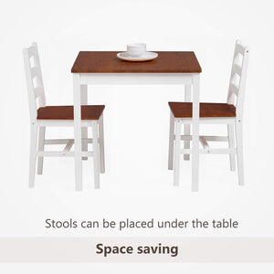 3 PC Dining Table Set, Wooden Kitchen Table Set with 2 Chairs for Home, Kitchen (White) - 1010318300