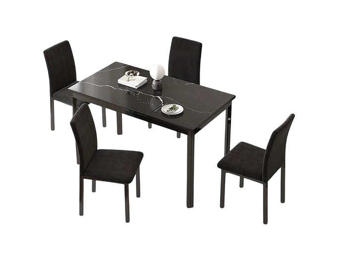 Modern Black Faux Marble Dining Table 55.5