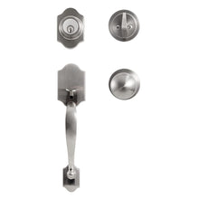 Satin Nickel Front Door Handle Set with Deadbolt and Reversible Knob - image 1