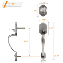 Satin Nickel Front Door Handle Set with Deadbolt and Reversible Knob - image 5