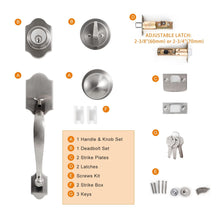 Satin Nickel Front Door Handle Set with Deadbolt and Reversible Knob - image 4