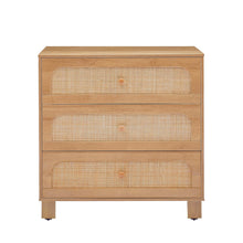 3-Drawer Rattan Dresser – Wooden Storage Cabinet with Smooth Metal Slides & Stable Base, Compact 27.6” Chest for Bedroom, Nightstand & Small Spaces