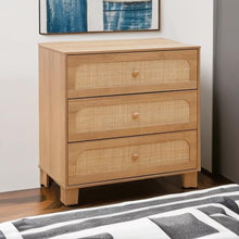 3-Drawer Rattan Dresser – Wooden Storage Cabinet with Smooth Metal Slides & Stable Base, Compact 27.6” Chest for Bedroom, Nightstand & Small Spaces