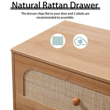 3-Drawer Rattan Dresser – Wooden Storage Cabinet with Smooth Metal Slides & Stable Base, Compact 27.6” Chest for Bedroom, Nightstand & Small Spaces