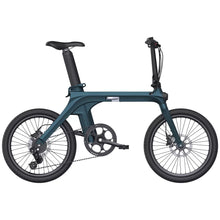 Cyan blue Fiido X folding electric bike shown from the drive side