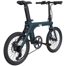 Fiido X folding e-bike rear angle showing seven-speed drivetrain and removable seatpost battery