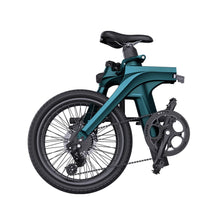 Fiido X electric bike folded with frame handlebar and pedals collapsed