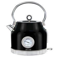 1.7L Retro Electric Kettle with Thermometer, 1500W Stainless Steel, Black - image 1